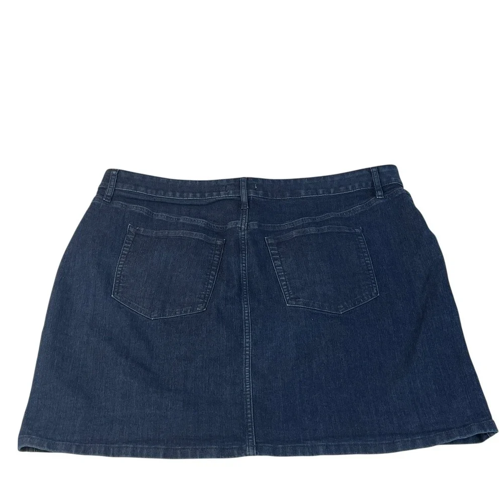 LOFT Plus Women's Denim‎ A-Line Skirt Size 16 Blue Stretch Jean Utility Pockets
